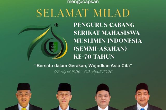 Pimpinan dan Anggota DPRD Kabupaten Asahan mengucapkan Selamat Milad yang ke-70 kepada Pengurus Cabang SEMMI Kabupaten Asahan